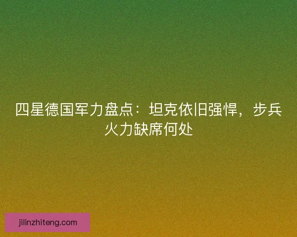 四星德国军力盘点：坦克依旧强悍，步兵火力缺席何处